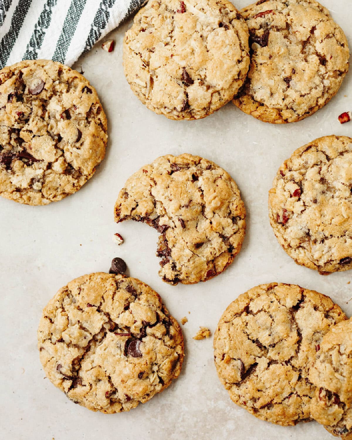 Baked cowboy cookies ready to serve.