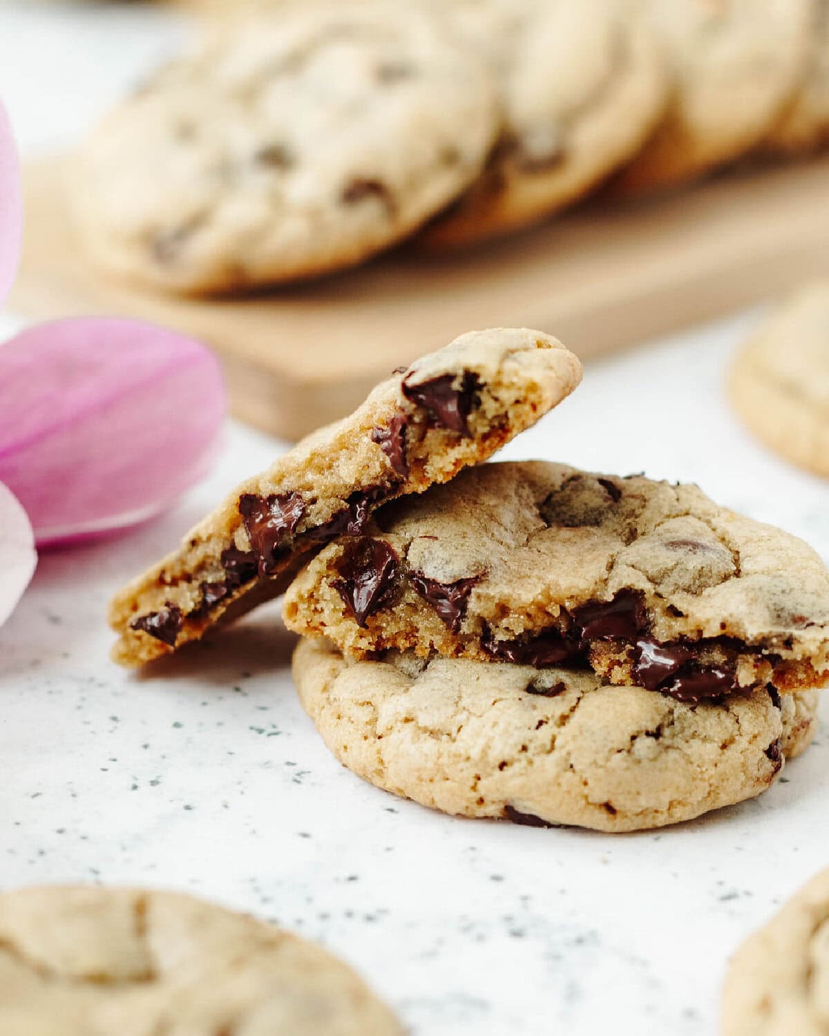 An up close look at the inside of a Disney Grand Floridian Chocolate Chip Cookie.
