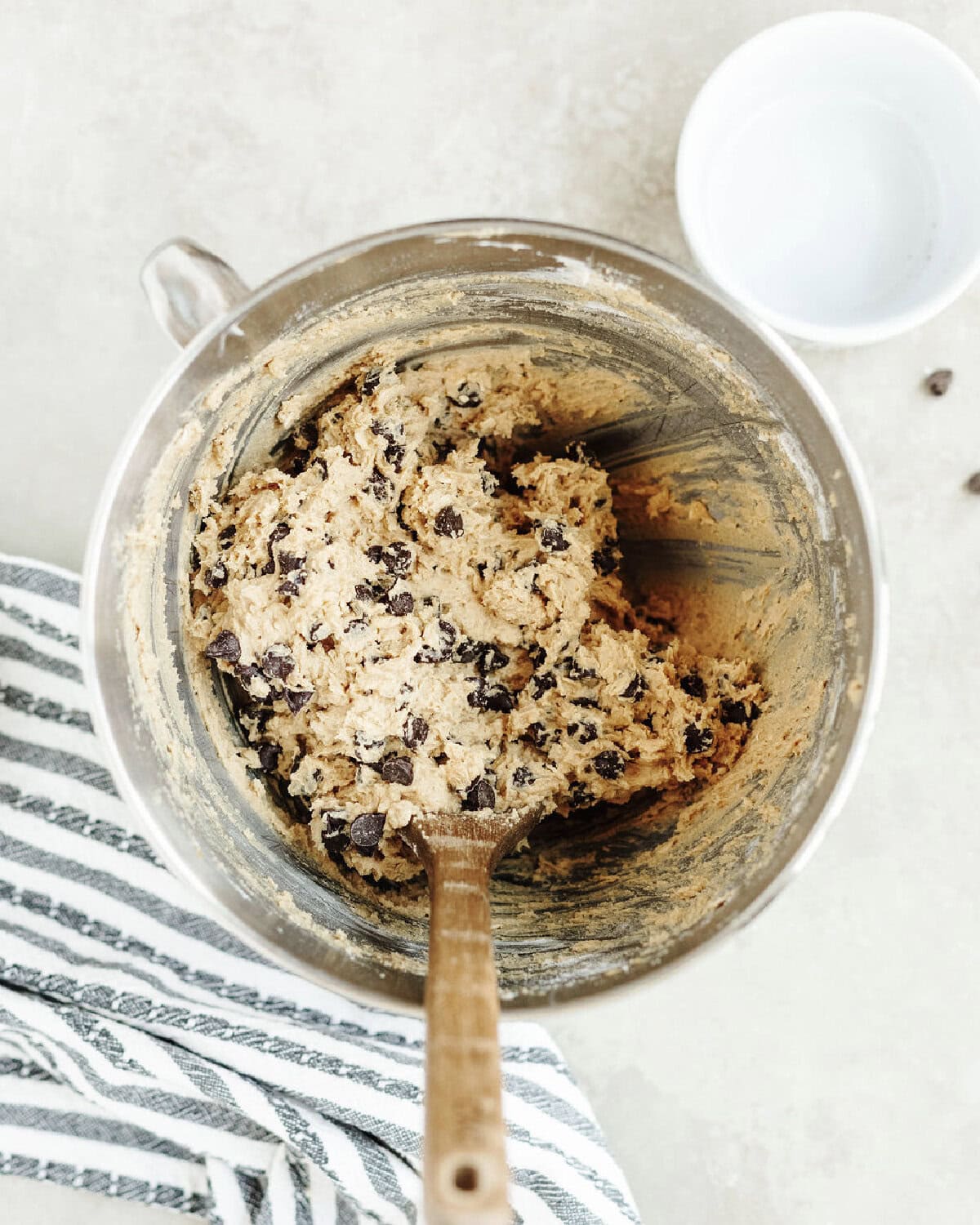 Chocolate Chips folded into cookie dough.