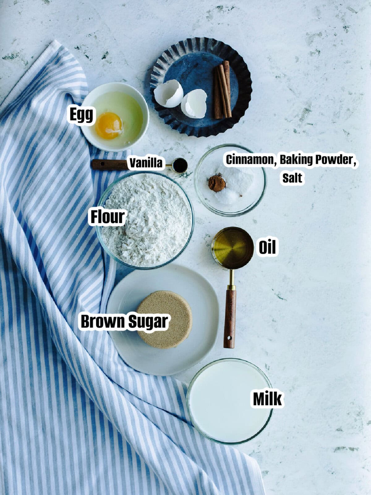 All the ingredients needed to make Brown Sugar Bread.