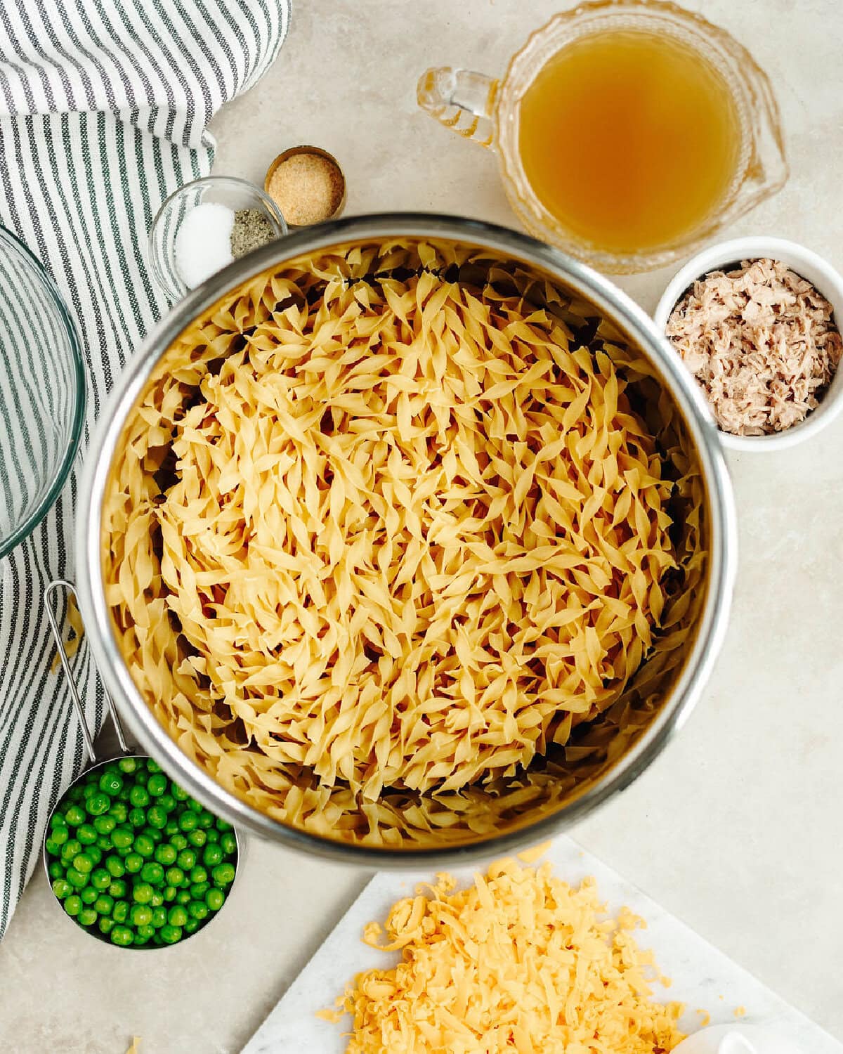 Egg noodles placed into an Instant Pot liner.