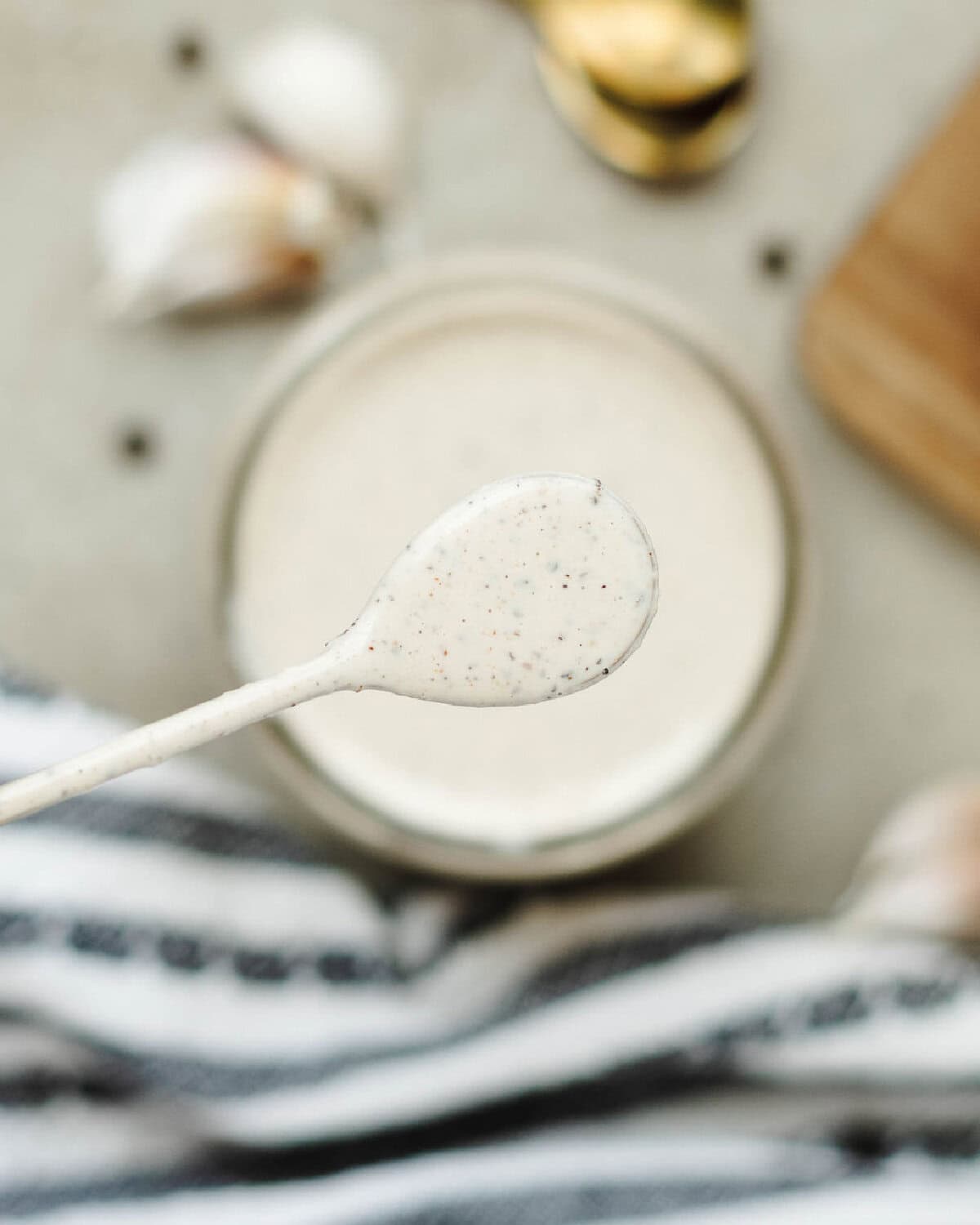 A spoonful of Alabama white bbq sauce.