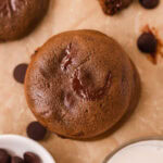 Chocolate brownie cookies stacked and ready to serve.