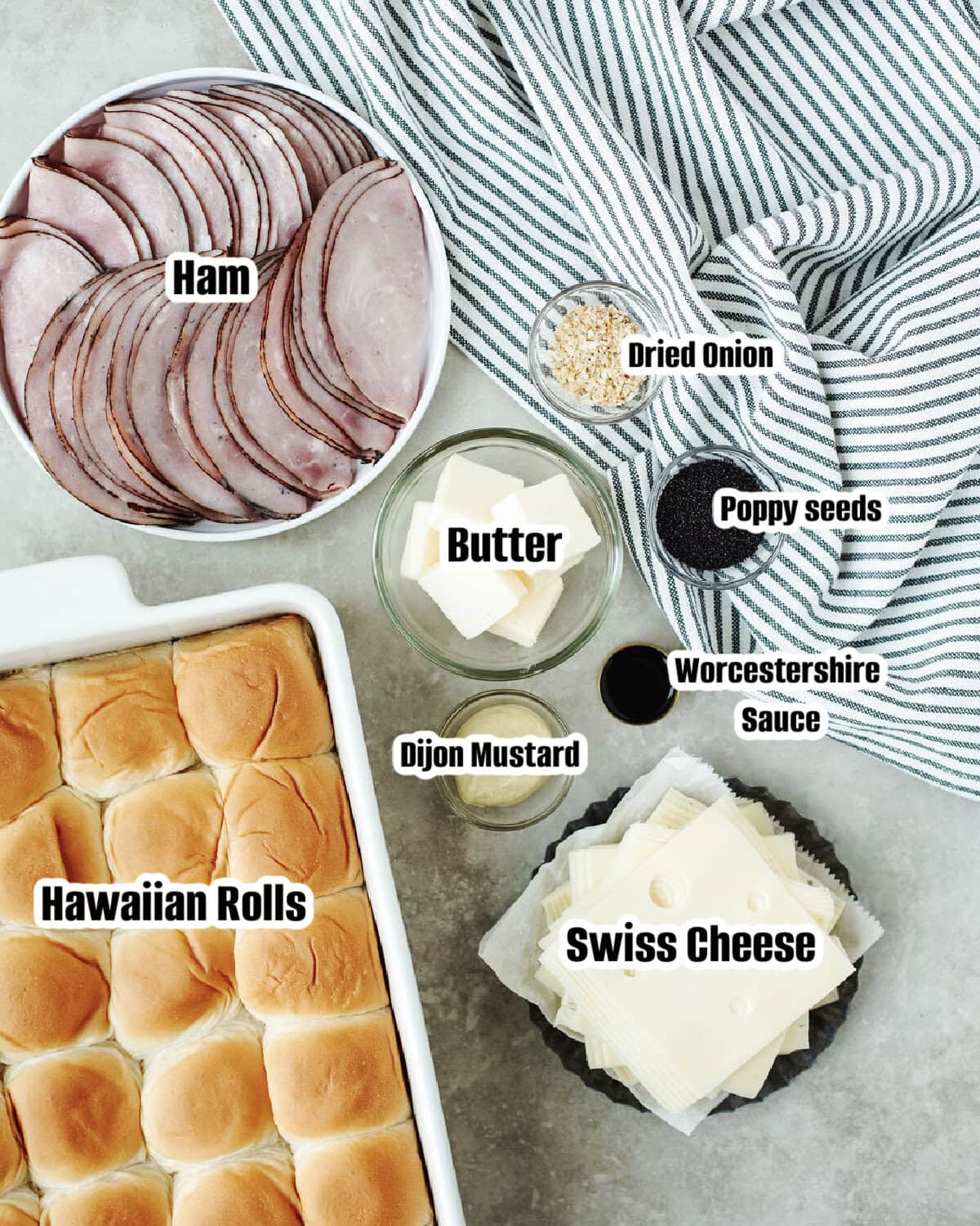 All the ingredients needed to make funeral sandwiches.
