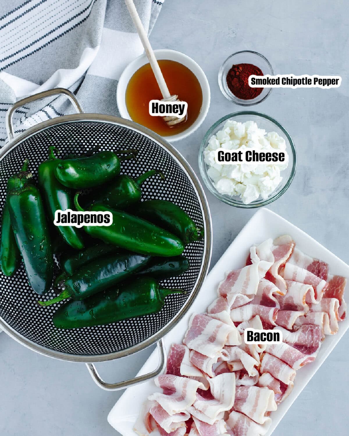All the ingredients needed to make stuffed jalapenos.