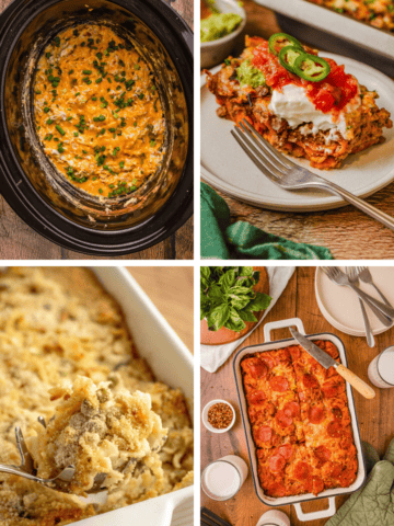 Four pictures of dinner for meal planning.