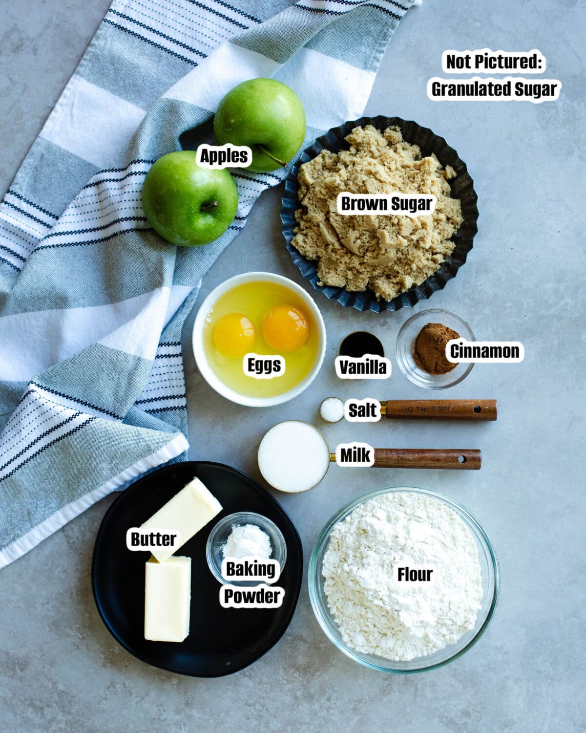 All the ingredients needed to make snickerdoodle apple bread.
