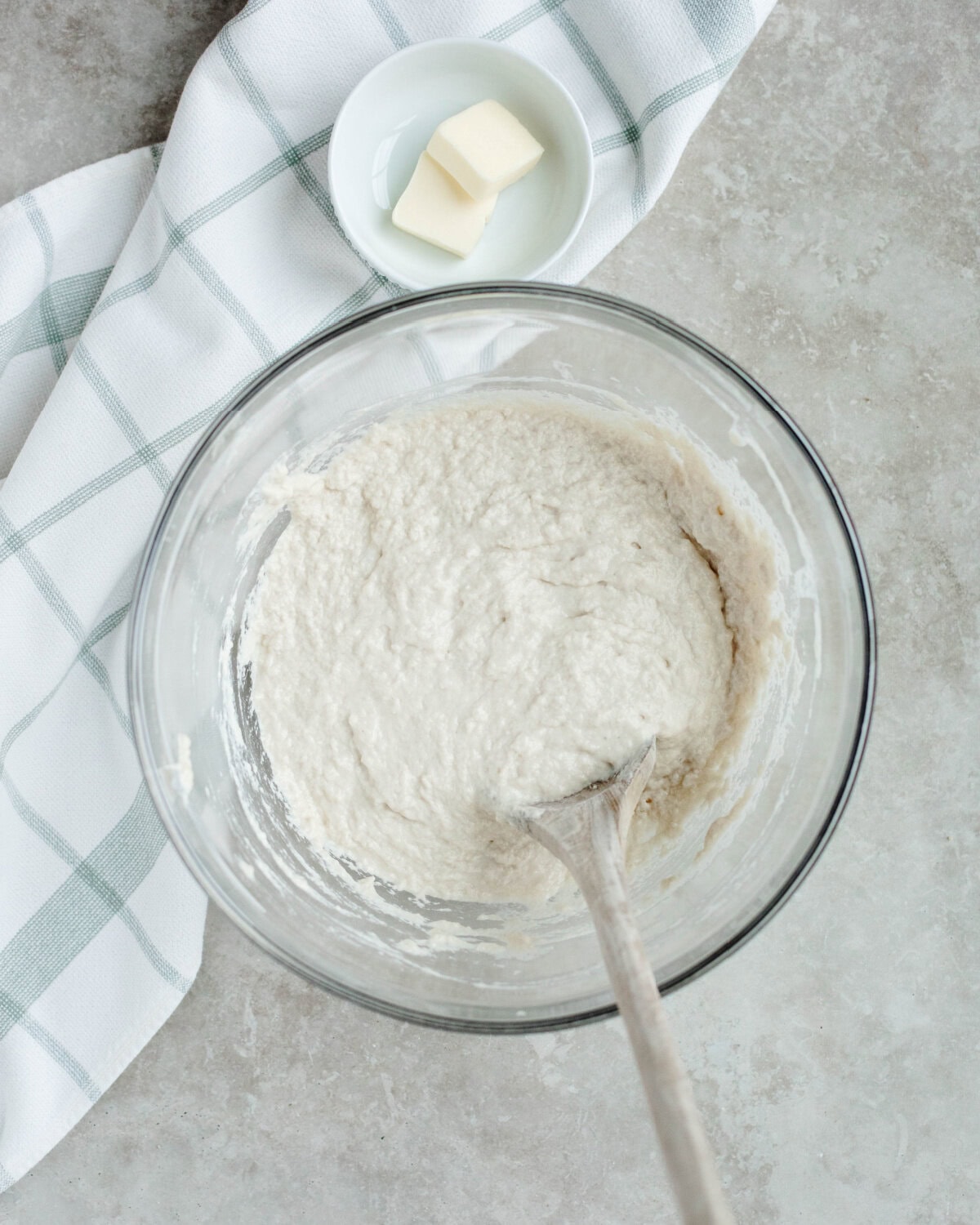 Beer mixed into a flour mixture to create a thick batter.