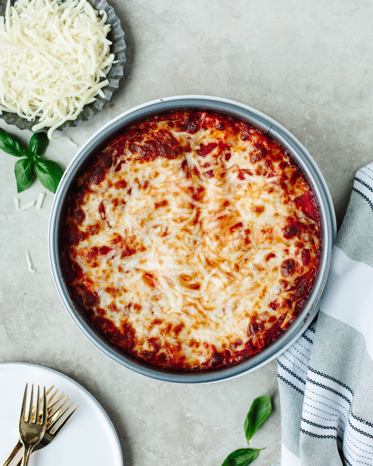 Cooked lasagna made in the instant pot and ready to serve.