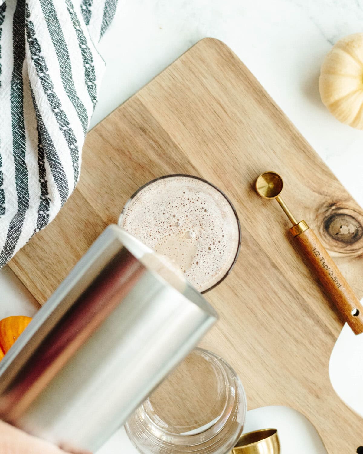 Strained mudslide poured into a cocktail glass.