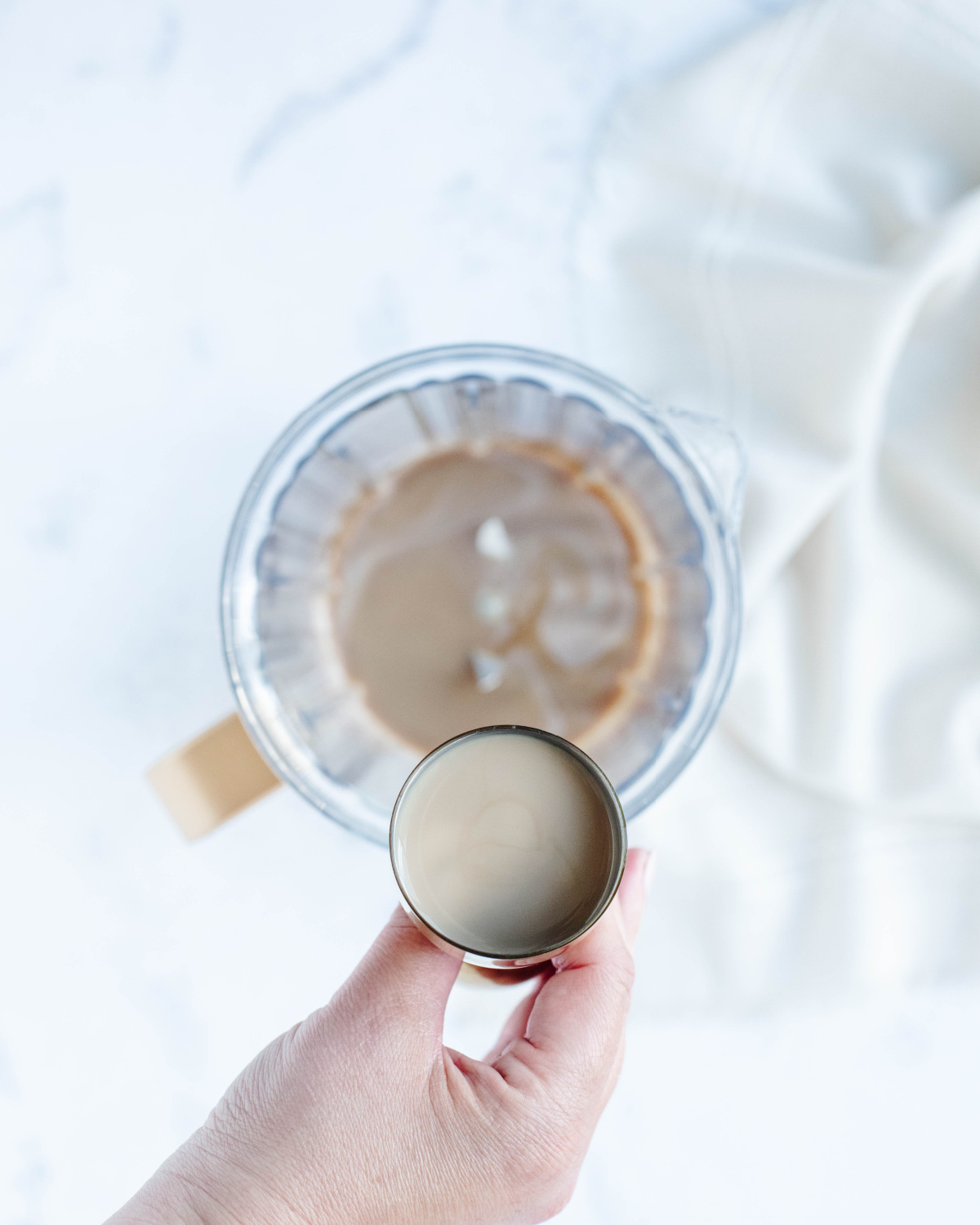 Baileys added to a blender.