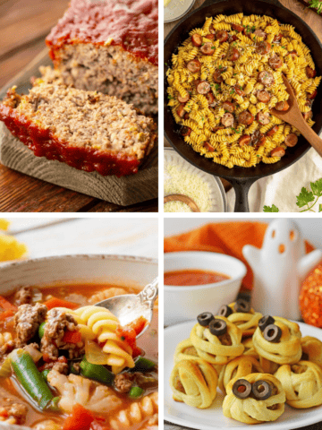 Weekly Meal Plan #21 featuring five easy family dinner ideas for Halloween week
